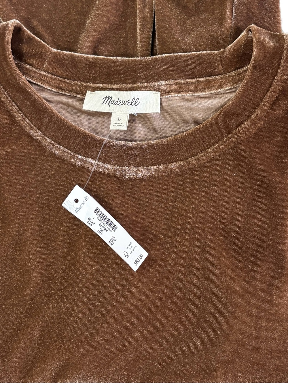 Madewell The Relaxed Tee in Velvet | Size Large | Pecan Shell | NWT - Picture 7 of 7